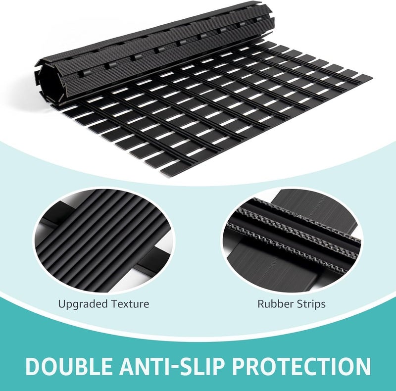 OTHWAY Large Shower Mat, 35.4 x 24 Inch No Suction Cup Shower Mat Non Slip, Quick Drain Non Slip Shower Mats for Inside Shower, Heavy Duty Curlable PVC Stand up Shower Floor Mat, Black - Image 3